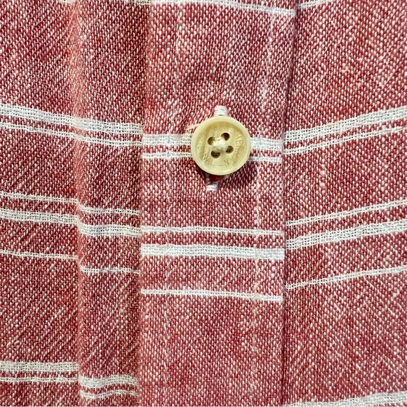 Ben Sherman The Original Pink Striped linen blend Short Sleeve Shirt size small - Picture 8 of 9
